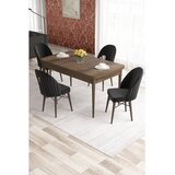 Hanah home trpezarijski set Elf, sto na razvlačenje i 4 stolice, ploča u dekoru drveta Baroque, crna tkanina Babyface | Eponuda.com