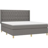  Box spring postelja z vzmetnico LED temno siva 180x200 cm blago, (20761181) | Shoptok.si