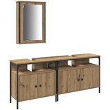 vidaXL 3-delni kopalniški pohištveni set umetni hrast inženirski les | Shoptok.si