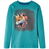 vidaXL Otroška majica z dolgimi rokavi temno turkizna 128 | Shoptok.si