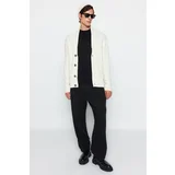 Trendyol Ecru Men's Slim Fit Shawl Collar Knitwear Sweater Cardigan
