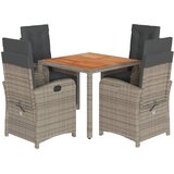  The Living Store Vrtna jedilna garnitura 5-delna z blazinami siv poli ratan - Vrtna Jedilna Garnitura, (21450947) | Shoptok.si