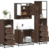  4-dijelni set kupaonskog namještaja boja smeđeg hrasta drveni | shoptok.hr
