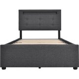 Lumor Postelja s predalom 90x200 cm iz lana z LED + 2 predala + lesenimi letvicami - Siva, (22156163) | Shoptok.si
