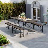  Wood plastični sklopivi sto sa metalnom konstrukcijom i 2 klupe | ePonuda.com