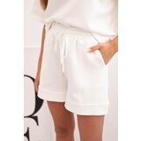 Kesi Włoski Women's butter set with a short-sleeved blouse and shorts with an elastic band ecru | shoptok.hr