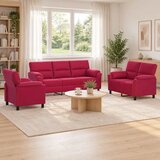  Set sofe 3 pcs Vinska crvena Baršun - boja crnog vina 1-sjedalo + 2-sjedalo (120 cm) + 3-sjedalo | shoptok.hr