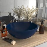 vidaXL Razkošen umivalnik okrogel mat temno moder 32,5x14 cm keramičen Cene