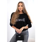 Kesi Włoski Blouse with the inscription Fantastic black | Shoptok.si