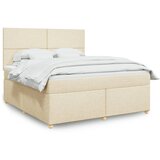 vidaXL Box spring postelja z vzmetnico krem 180x200 cm blago | Shoptok.si