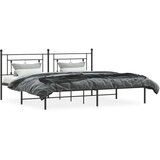 Metalni Kovinski posteljni okvir z vzglavjem črn 200x200 cm | Shoptok.si