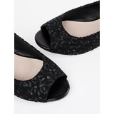 GOODIN Black low-heeled sandals with leopard print | Shoptok.si