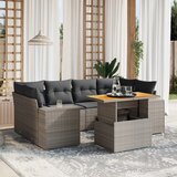 Maison Chic Seti vrtnega pohištva - Vrtna garnitura - Vrtni pohištvo set 7-delna z blazinami siv poli ratan, (21803629) | Shoptok.si