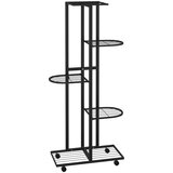Furnova 5-nadstropno stojalo za rože s kolesi 44x23x100 cm črno železo, (21921376) | Shoptok.si