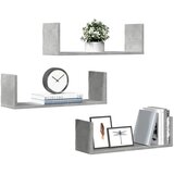 Maison Chic 3 kosi Stenske Police - Viseče police betonsko siva 58x18x18 cm inženirski les, (21793808) | Shoptok.si