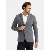 Ombre Men's jacket with hooded lining and high collar - navy blue