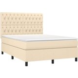  Box spring postelja z vzmetnico krem 140x200 cm blago, (20893904) | Shoptok.si