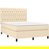  Krevet s oprugama i madracem krem 140x200 cm od tkanine | shoptok.hr