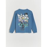 Reserved - Predimenzionirana majica dugih rukava s printom - steel blue | shoptok.hr