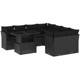  9-dijelni set vrtnih sofa s jastucima crni od poliratana Crna 100 x 55 x 73 cm | Shoptok.si