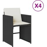  Vrtne stolice s jastucima 4 kom crne od poliratana Crna | shoptok.hr