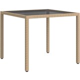  Vrtni stol 90 x 90 x 75 cm od kaljenog stakla i poliratana bež | shoptok.hr