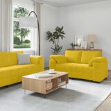 3-dijelni set sofa s jastucima, žuti baršun | Shoptok.si