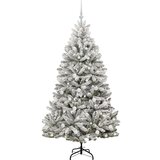 vidaXL Umestno božično drevo Zelena in Bela 180 cm PVC in kovina | Shoptok.si