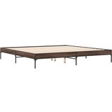 vidaXL Okvir za krevet smeđi hrast 200x200cm konstruirano drvo i metal Cijene