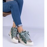 Gemre Green sneakers with thick laces and glitter Gralina | Shoptok.si