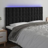 vidaXL LED posteljno vzglavje črno 180x5x118/128 cm žamet | Shoptok.si