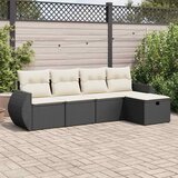 Maison Chic Seti vrtnega pohištva - Vrtna garnitura - Vrtni pohištvo set 5-delna z blazinami črn poli ratan, (21820849) | Shoptok.si