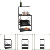 The Living Store Omarica za mikrovalovno pečico črna 60x39,6x123 cm inž. les - Omarica Za Mikrovalovno Pečico, (21745057) | Shoptok.si
