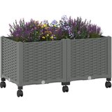  Vrtni saksija s kotačima Svjetlosiva 80 x 40 x 48 cm PP | shoptok.hr