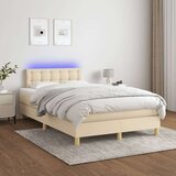  Krevet box spring s madracem LED krem 120 x 200 cm od tkanine Cijene