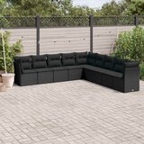  9-dijelni set vrtnih sofa s jastucima crni od poliratana | shoptok.hr