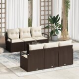  7-dijelni set vrtnih kauča s jastučićima smeđi poli ratan | shoptok.hr