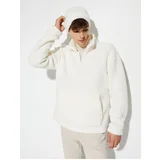 Koton Plush Sweatshirt Half Zipper Stand Collar Pocket