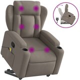 vidaXL Masažni naslonjač na podizanje od tkanine smeđesivi | shoptok.hr