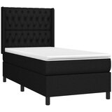  Box spring postelja z vzmetnico LED črna 90x200 cm blago, (20790665) | Shoptok.si