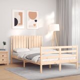 vidaXL Posteljni okvir z vzglavjem 120x200 cm trden les | Shoptok.si