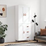 vidaXL Visoka omara bela 69,5x34x180 cm inženirski les | Shoptok.si