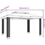  Sjenica s dvostrukim krovom krem 3,94x2,96 m čelična | shoptok.hr