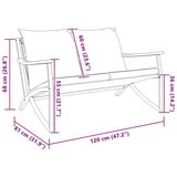 vidaXL Vrtna klop z blazinami 120 cm črno jeklo | Shoptok.si