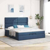  Otomanski posteljni okvir z vzmetnicami moder 200x200 cm blago, (21653275) | Shoptok.si