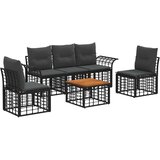 vidaXL Set vanjskih sofa 6 kom. Crna i tamno siva Poliester - Crna i tamno siva sa stolom | shoptok.hr