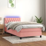 vidaXL Krevet box spring s madracem LED ružičasti 90x190 cm baršunasti Cijene