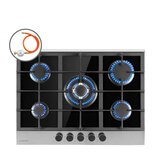 Klarstein alchemist, 5-conska plinska kuhalna plošča, aluminijasti gorilniki, steklokeramika, črna cene