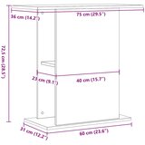  Stalak za akvarij crni hrast 75x36x72,5 cm Konstruirano drvo | shoptok.hr
