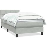 Box Spring krevet s madracem svijetlo sivi 90x220 cm baršun | shoptok.hr